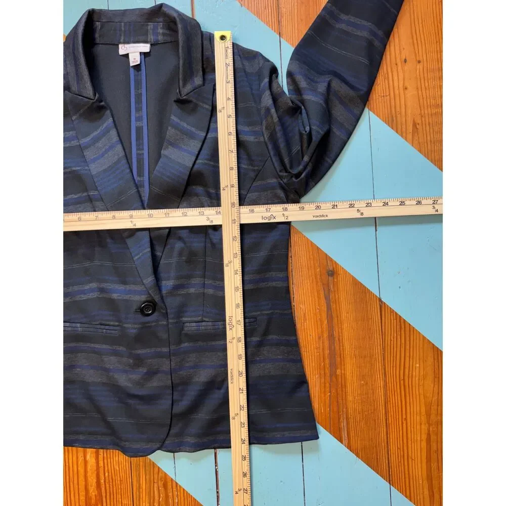 Dressbarn NWT Blue & Black Striped Blazer Medium Career Jacket One Button